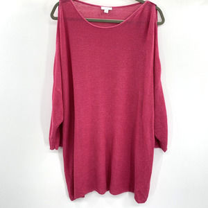 J. Jill Linen Blend Split Sleeve Waffle Knit Sweater 3X Pink Boat Neck Dolman